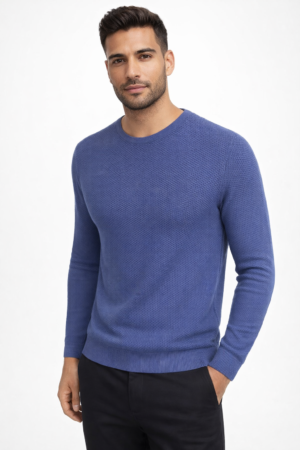 Playera tejida  texturizada color azul petroleo