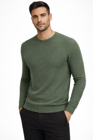 Playera tejida color verde botella texturizada