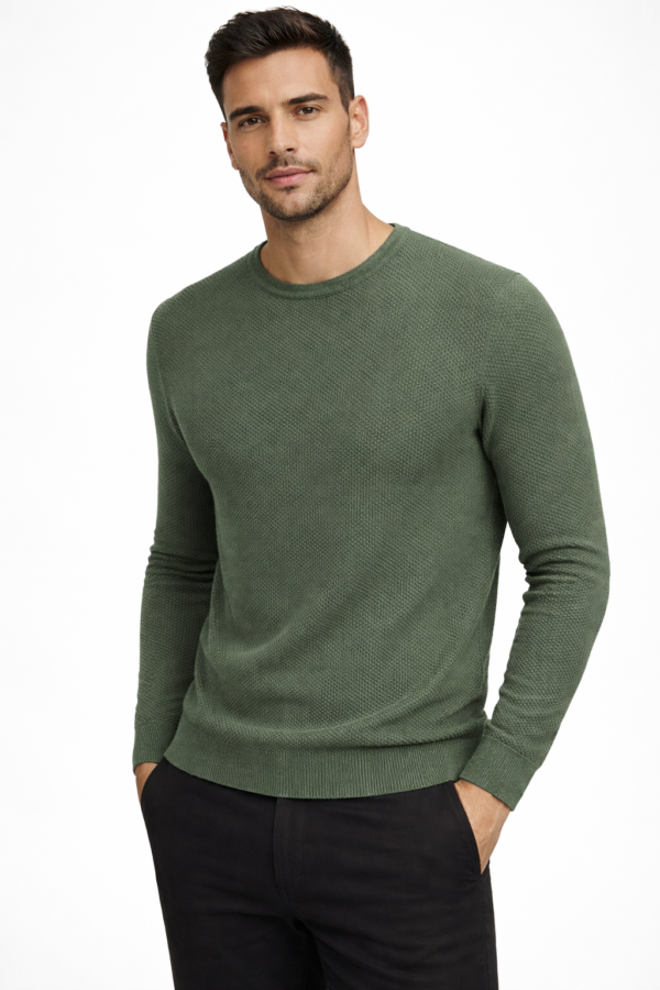 Playera tejida color verde botella texturizada